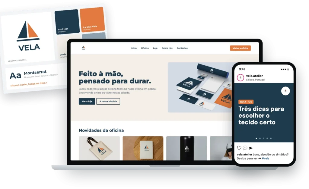 Identidade, site e redes de uma marca fictícia