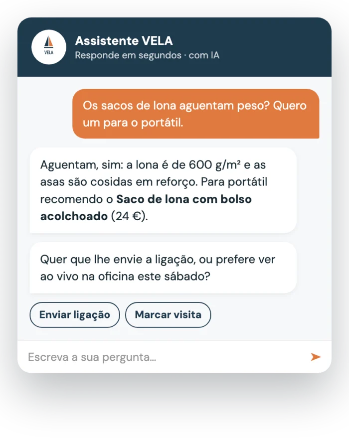 Assistente de conversa com IA, marca fictícia