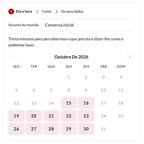Widget de marcação de reuniões